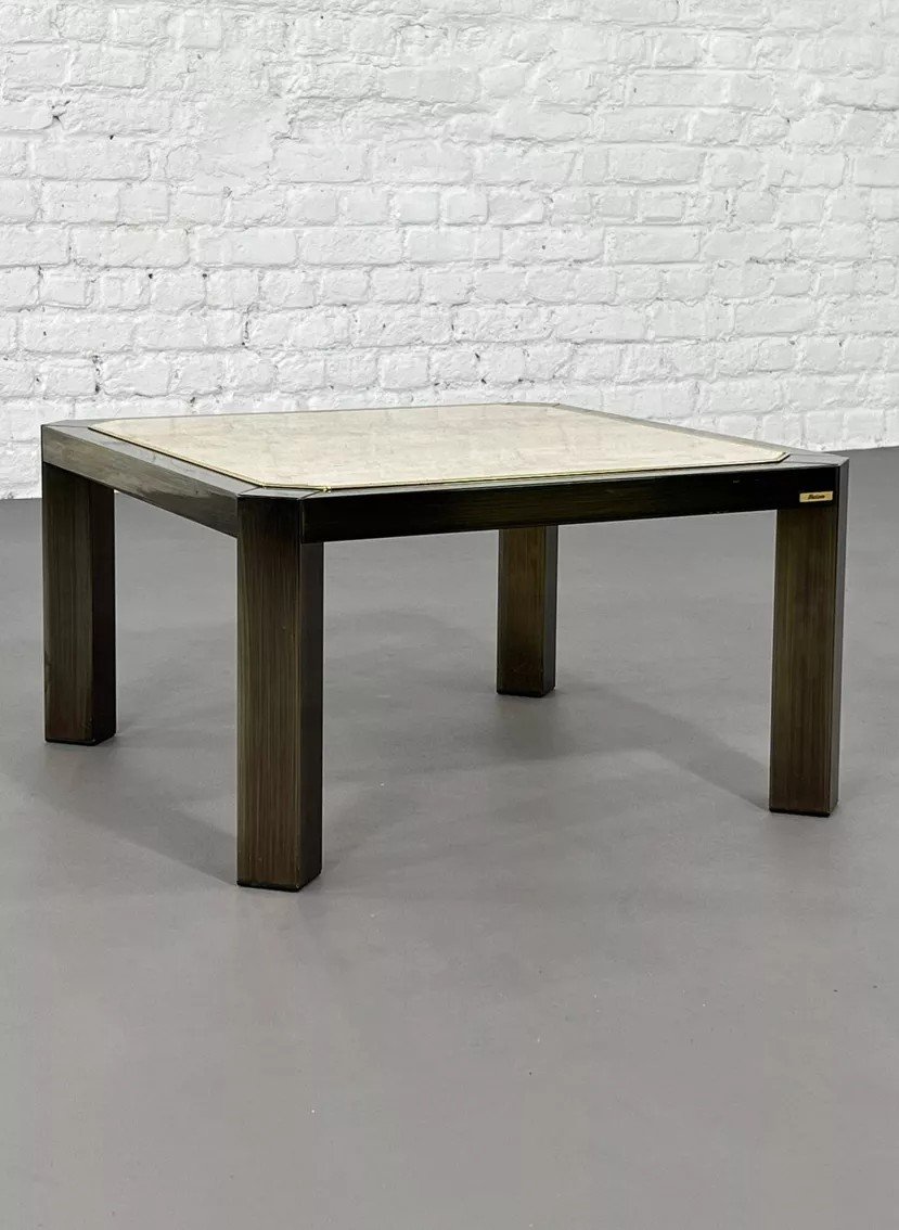 Square Coffee Table In Travertine And Metal By Bc Design-photo-8