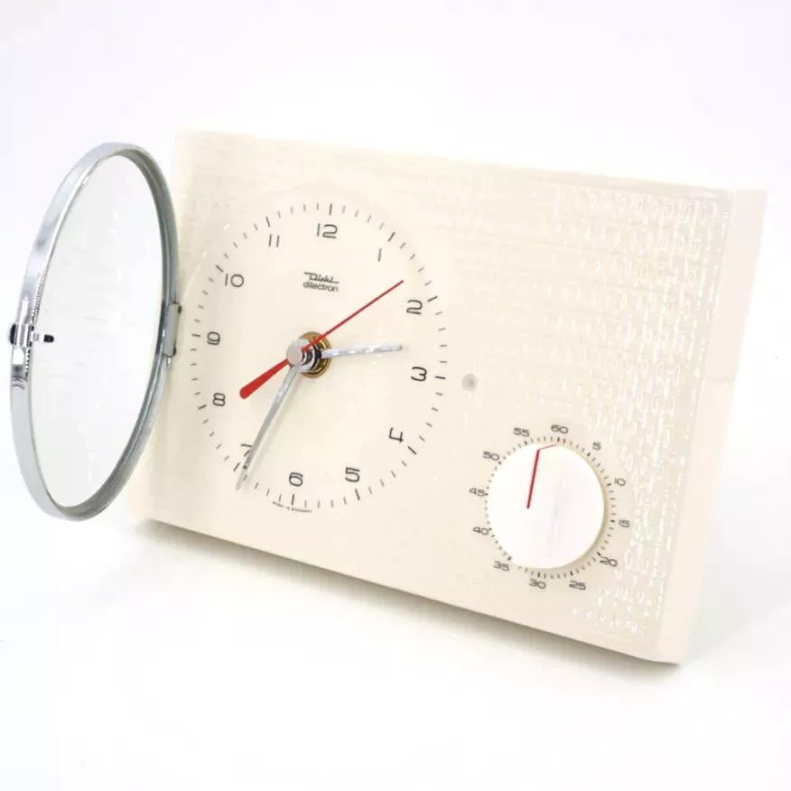 1960s Beige Ceramic Wall Clock With Built-in Timer Brand-photo-1
