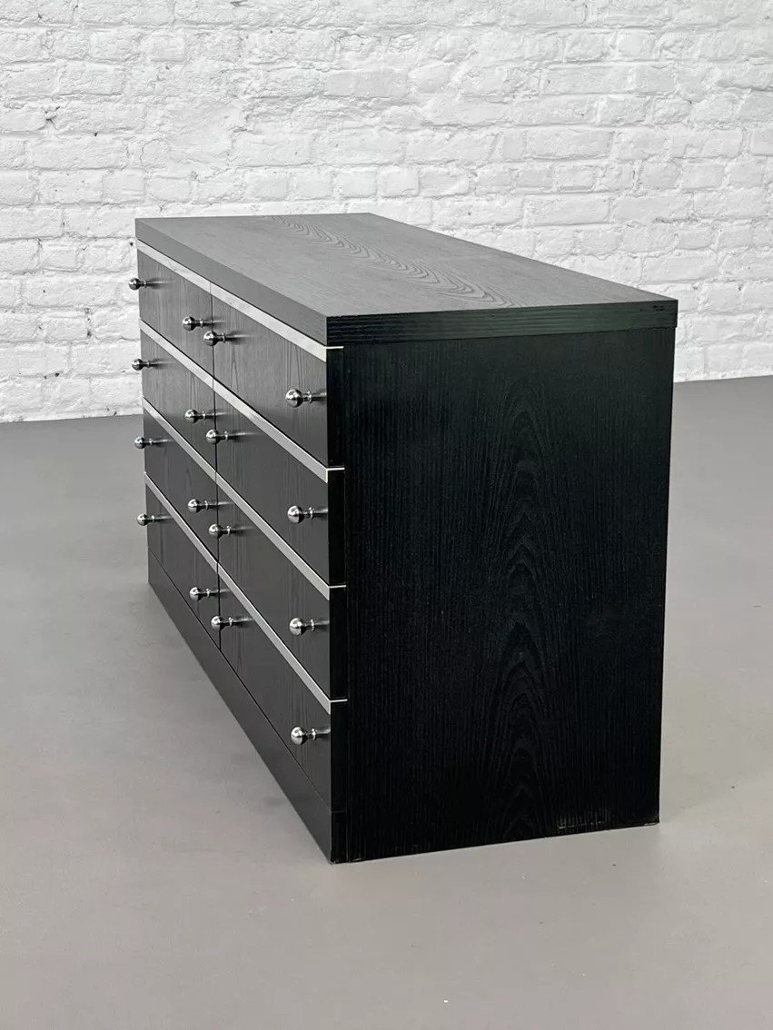8 Drawer Black And Chrome Chest Of Drawers From The 70s - 80s-photo-7