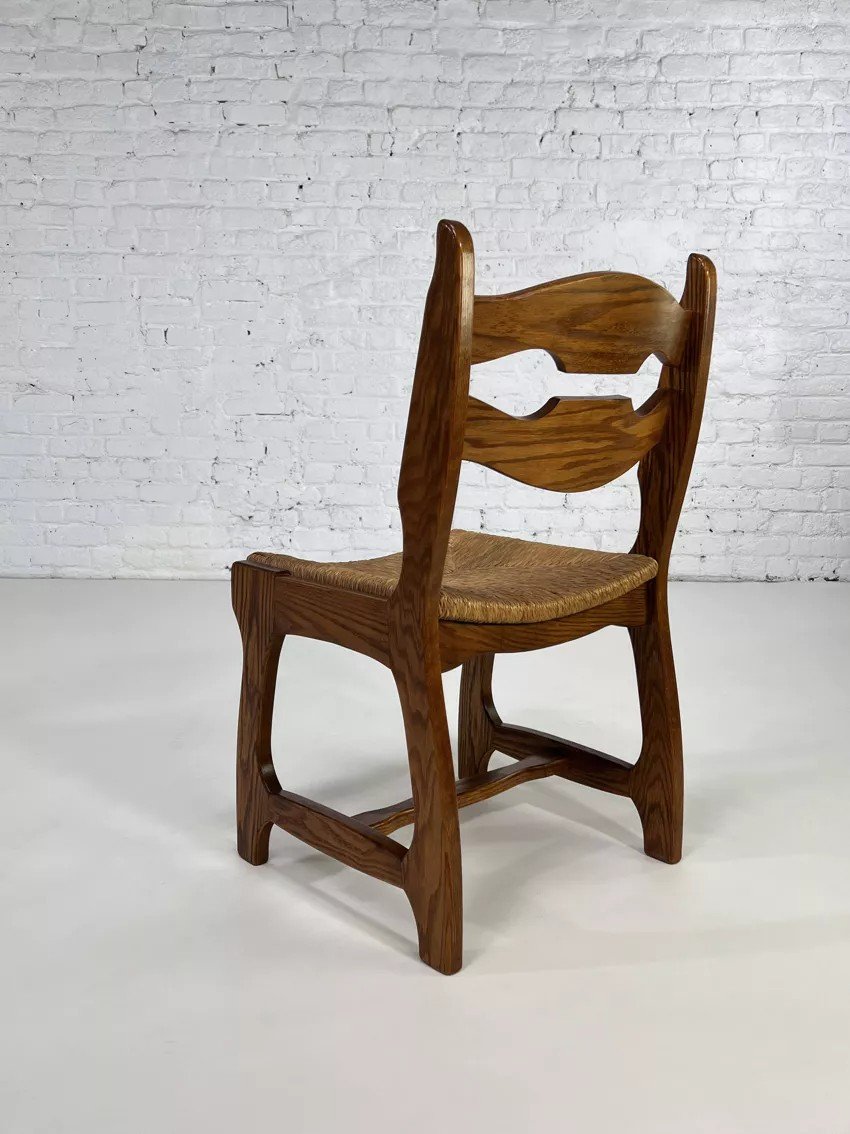 Set Of 6 50s Chairs In Oak And Straw-photo-2