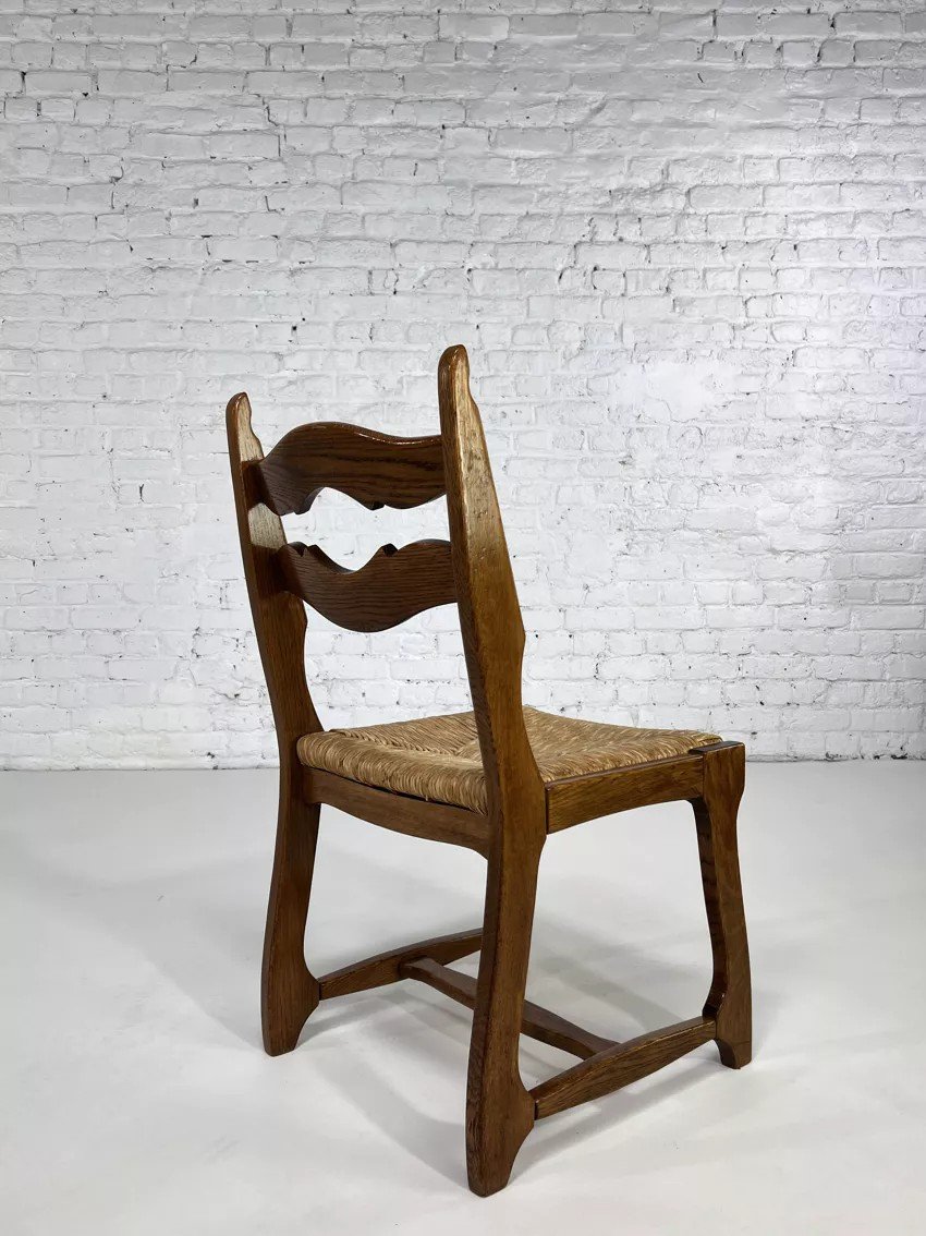 Set Of 6 Chairs From The 50s In Wood And Straw-photo-8