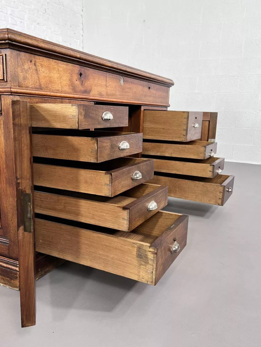 Bureau Du Début Siècle Style Victorien En Bois Et Feutre Vert Anglais Maison Briotet-photo-6