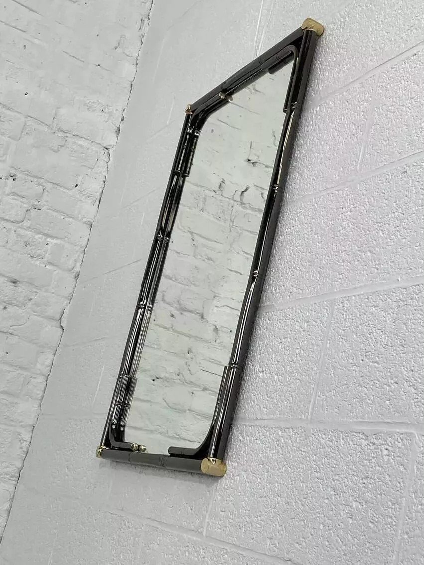 Mirror In Black Metal And Brass Gunmetal Finish-photo-2