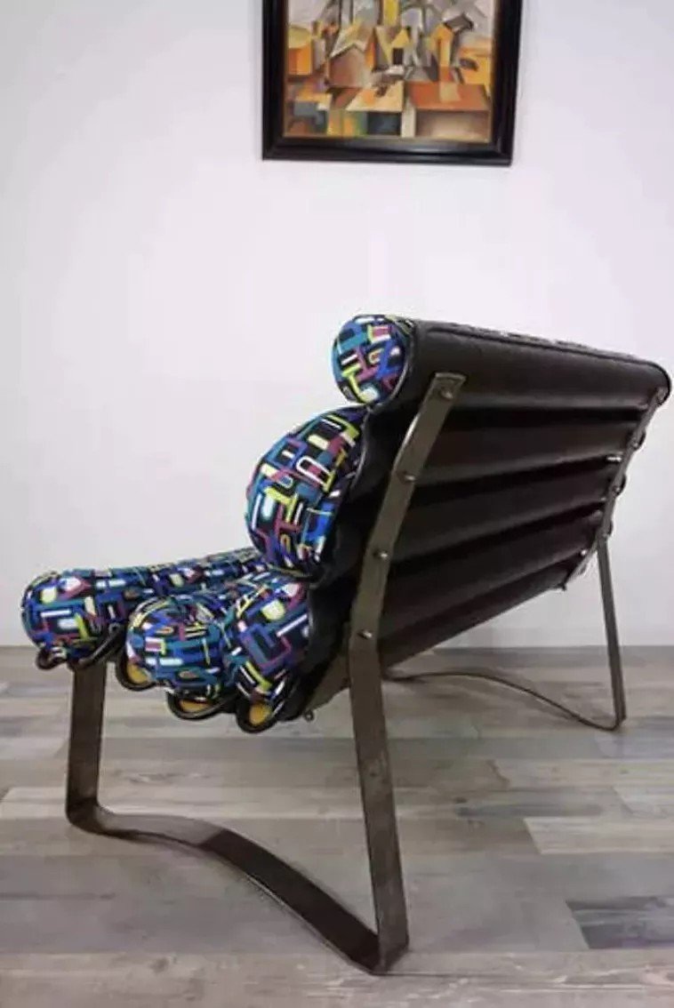 Vintage Metal And Fiberglass Sofa-photo-3