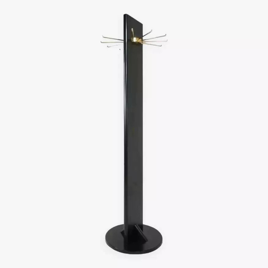 Swivel Coat Rack In Black Lacquered Wood And Brass-photo-4