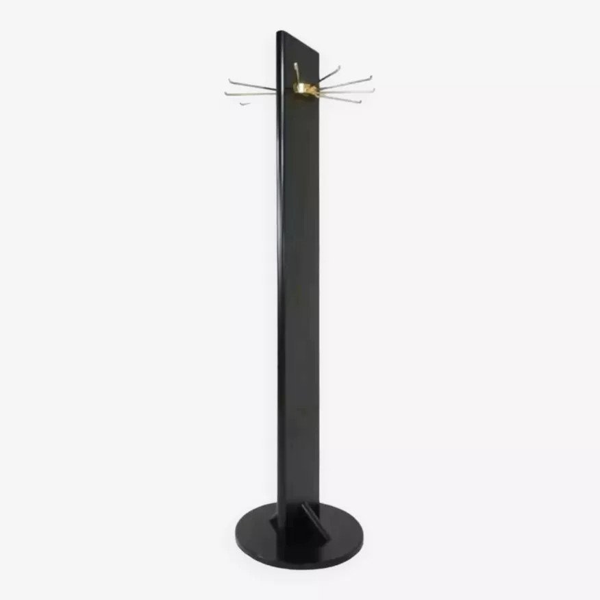 Swivel Coat Rack In Black Lacquered Wood And Brass-photo-1