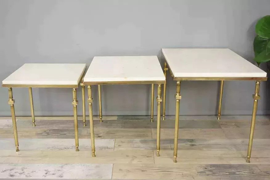 Marble And Brass Nesting Tables-photo-4