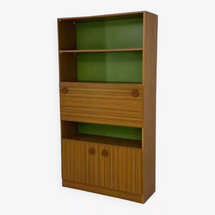 Bibliothèque Avec Bureau/bar Intégré Design Années 60-70