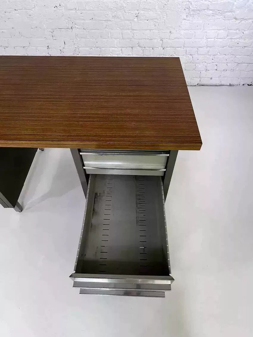 Bureau Industriel Des Années 50 En Métal Et Bois Remington Rand Fran-photo-3