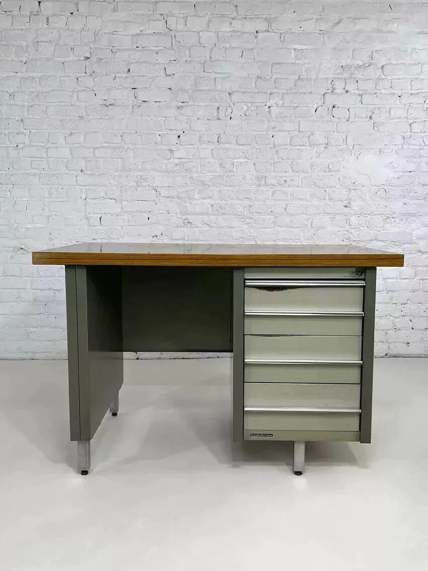 Bureau Industriel Des Années 50 En Métal Et Bois Remington Rand Fran-photo-4