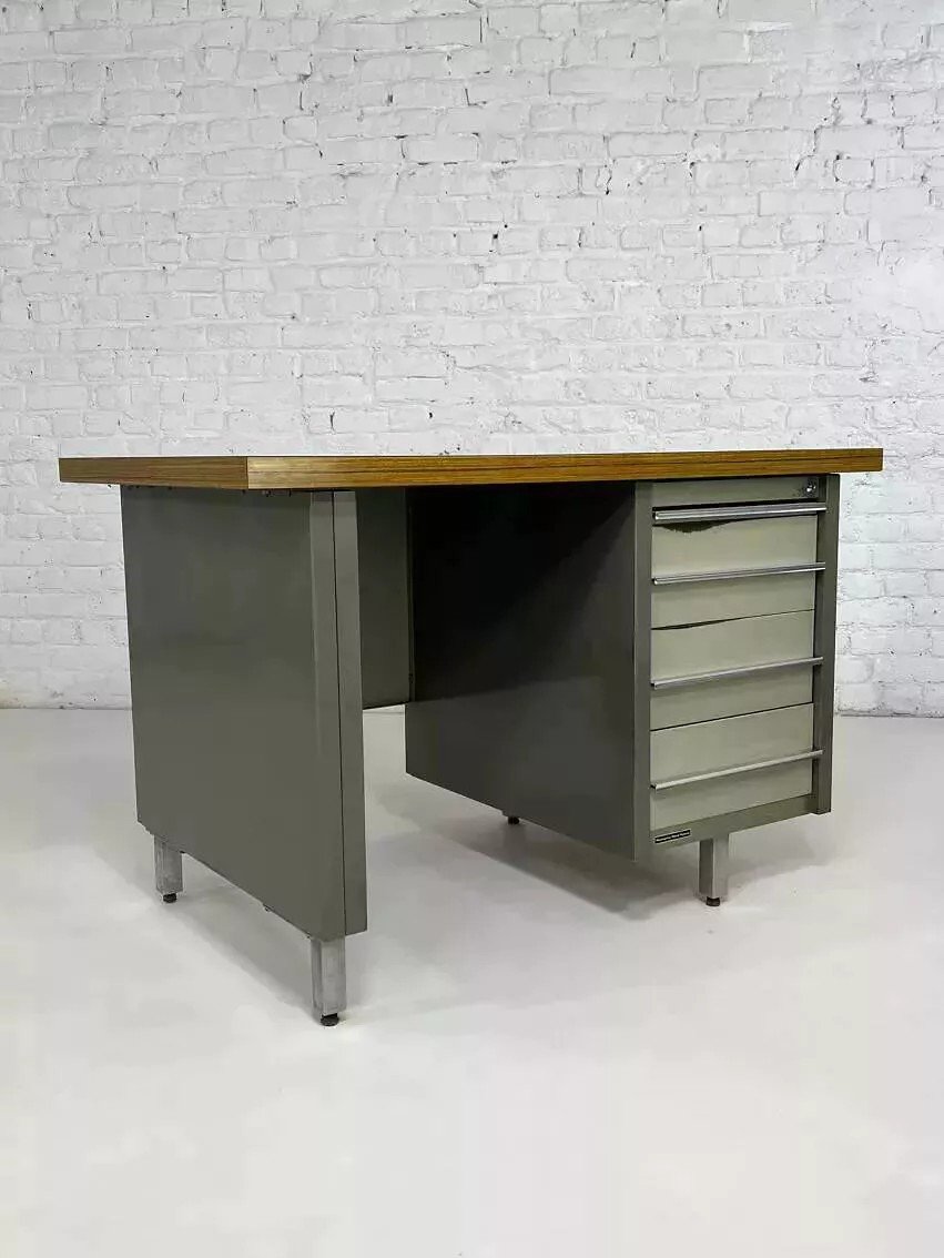 Bureau Industriel Des Années 50 En Métal Et Bois Remington Rand Fran-photo-5