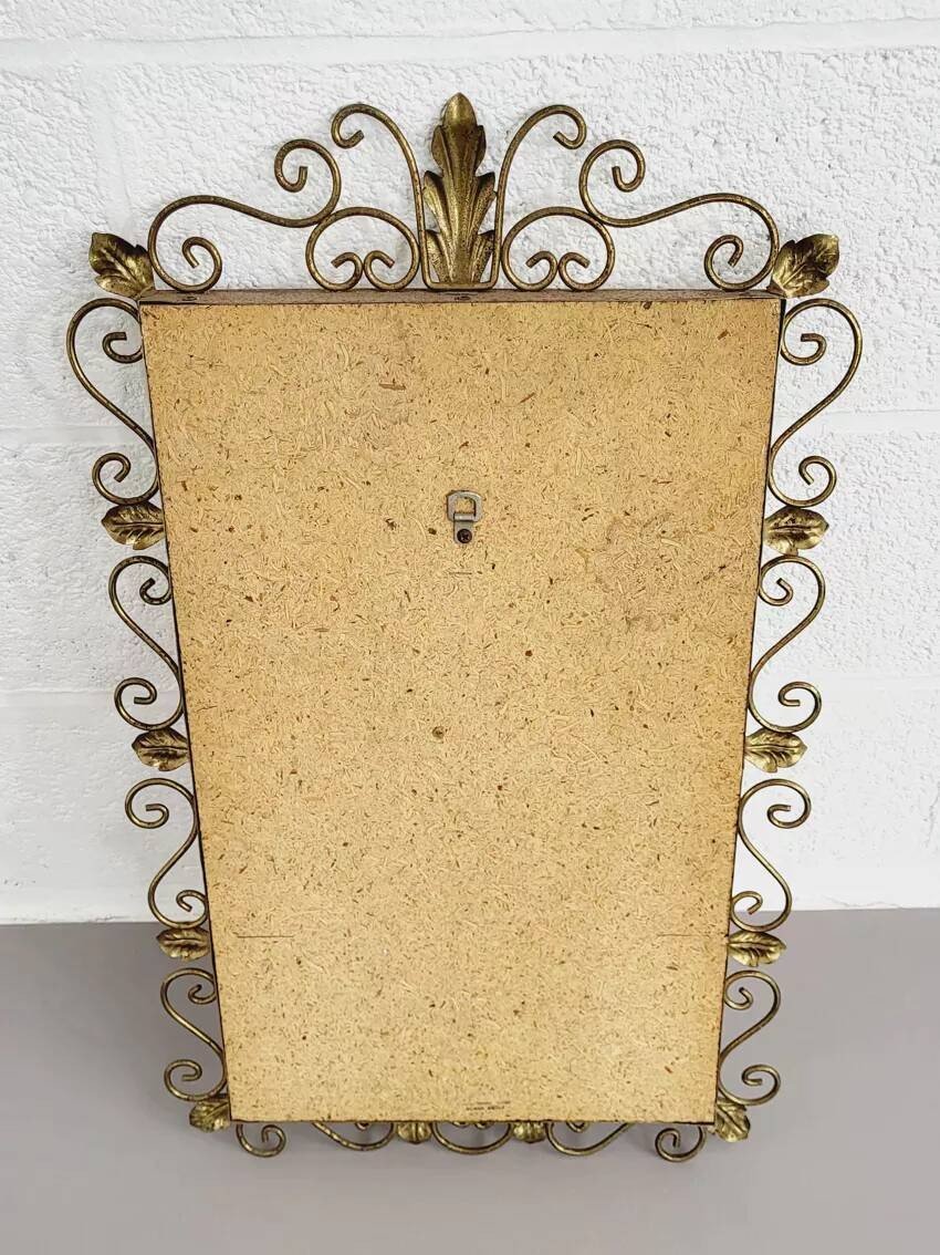 Miroir Rectangulaire Années 50 - 60 Sur Cadre Laiton -photo-1