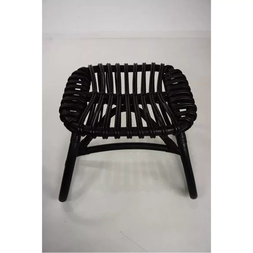 Rattan Armchair And Matching Footstool-photo-4