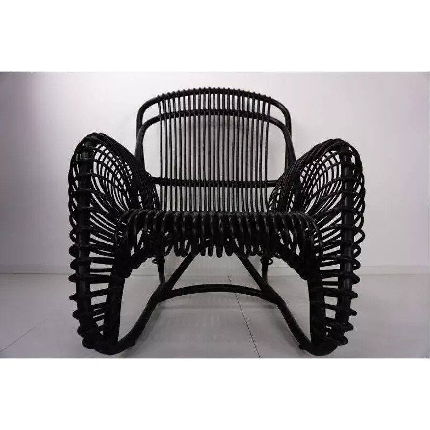 Rattan Armchair And Matching Footstool-photo-7