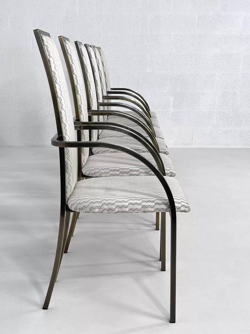 Set Of 6 Metal And Fabric Chairs By Bc Design-photo-2