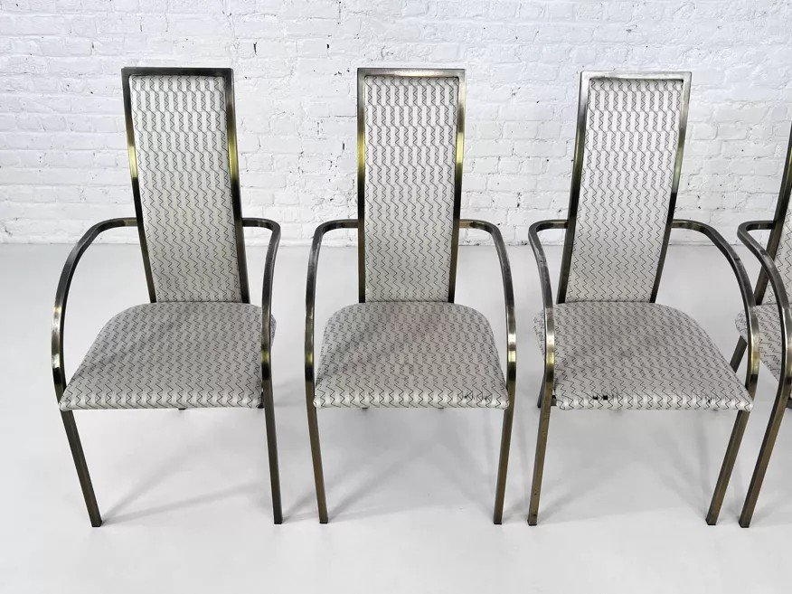 Set Of 6 Metal And Fabric Chairs By Bc Design-photo-6