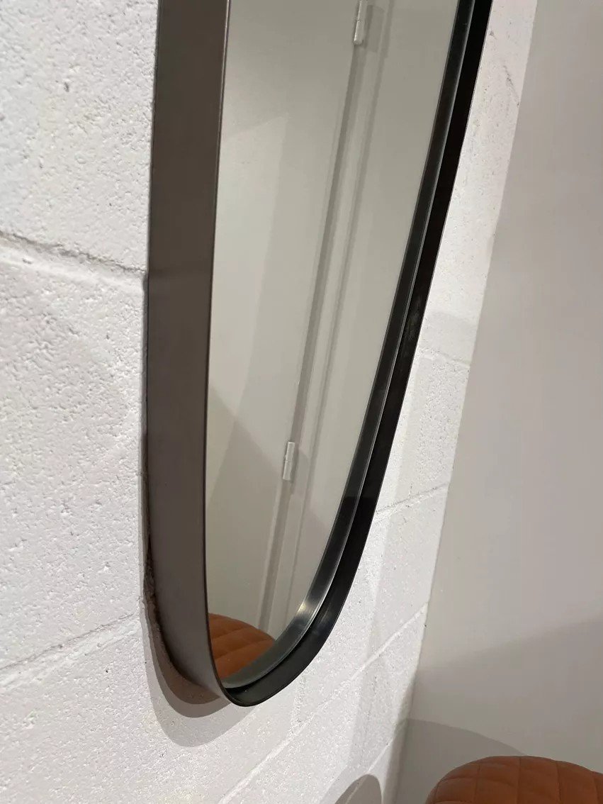 Mirror Rearview Mirror And Free Form Brushed Silver Metal Contour-photo-4