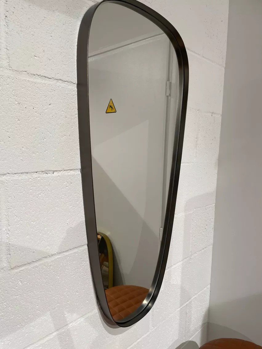 Miroir Retroviseur Et Forme Libre Contour Métal Argenté Brossé-photo-6