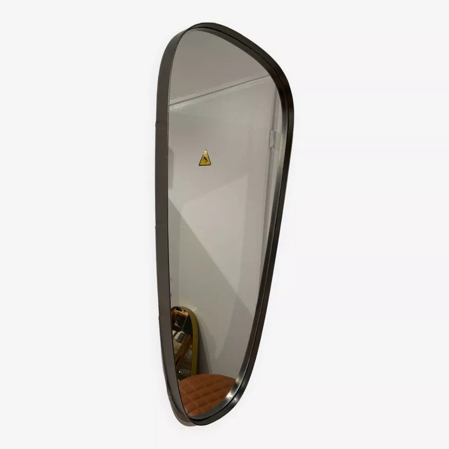 Mirror Rearview Mirror And Free Form Brushed Silver Metal Contour-photo-7