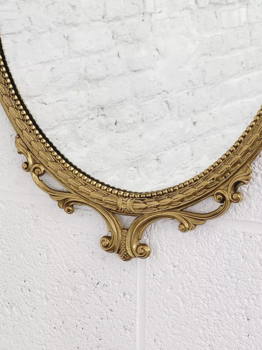 Italian Oval Brass Medallion Mirror-photo-4