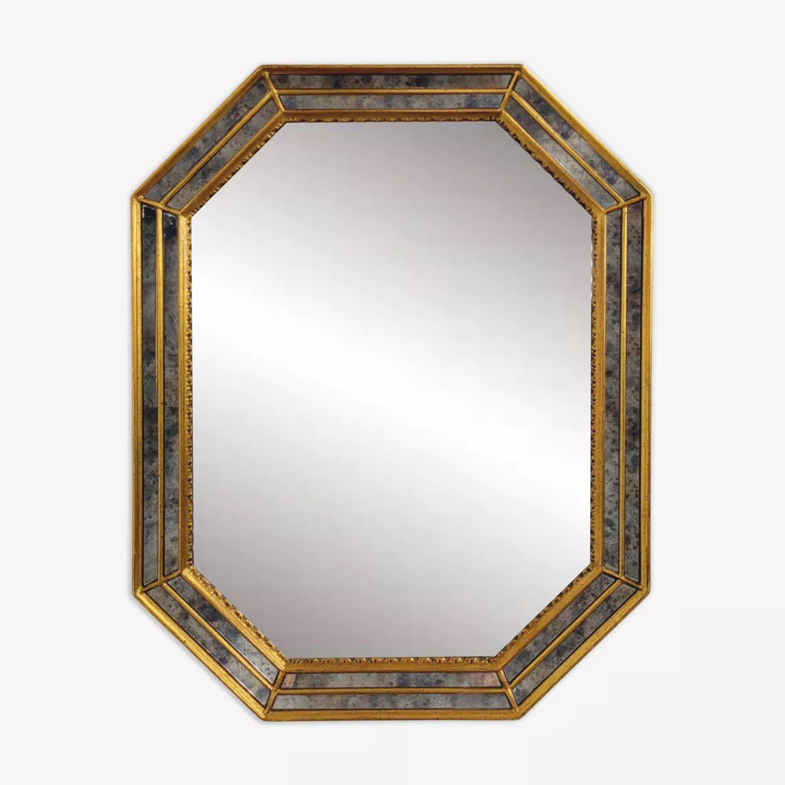 Venetian Style Octagonal Mirror With Glazing Beads And Gold Trim-photo-1