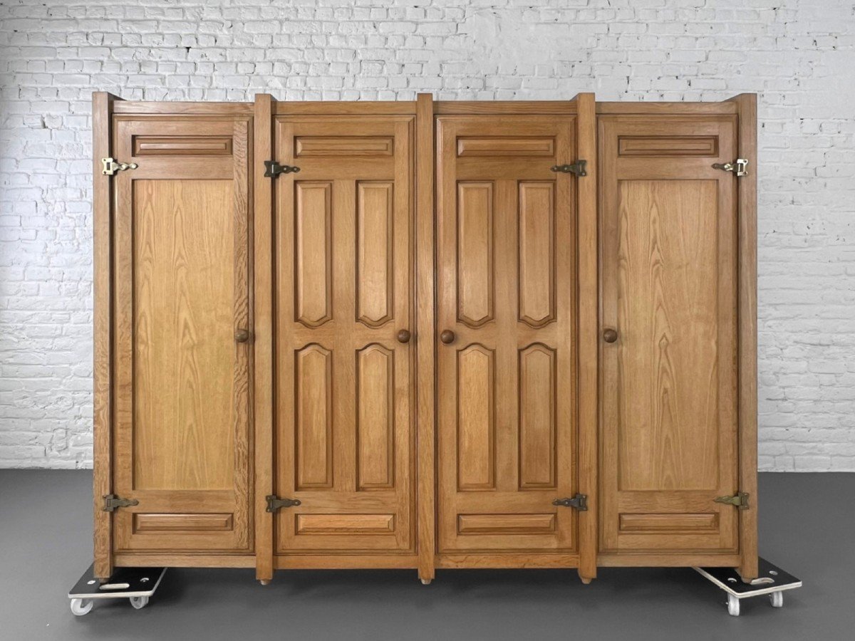 Armoire En Chêne Et Laiton Par Guillerme Et Chambron, 1960s-photo-6