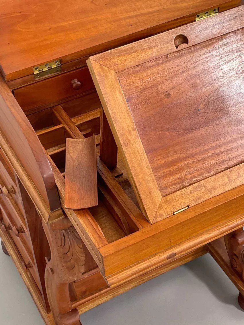 20th Century Davenport Desk With Walnut Piano Top-photo-3