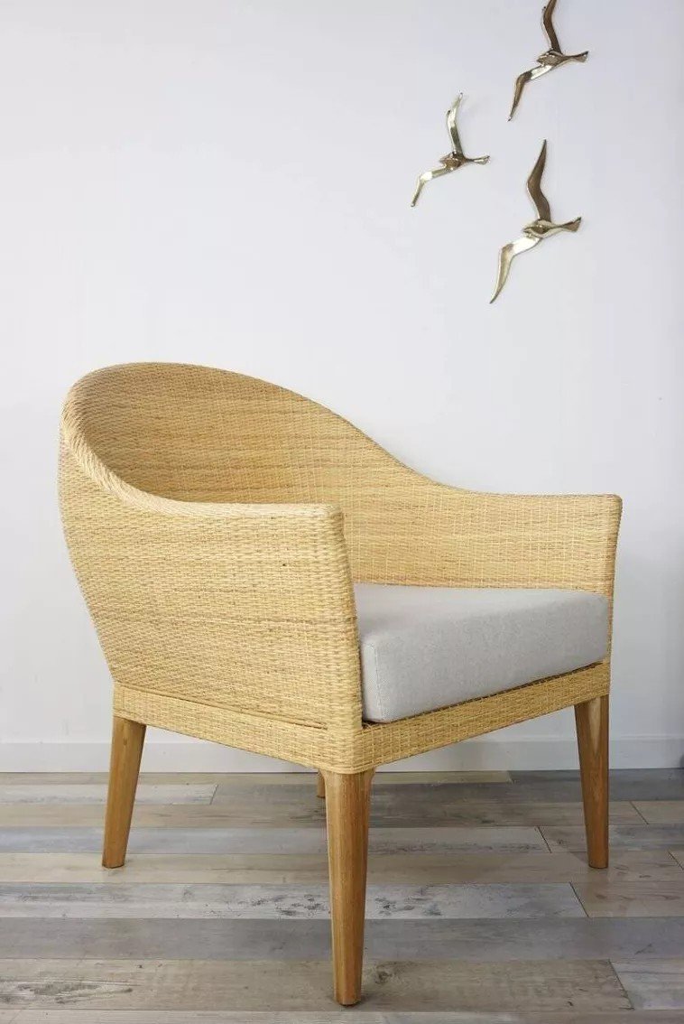 Pair Of Teak And Rattan Armchairs-photo-7