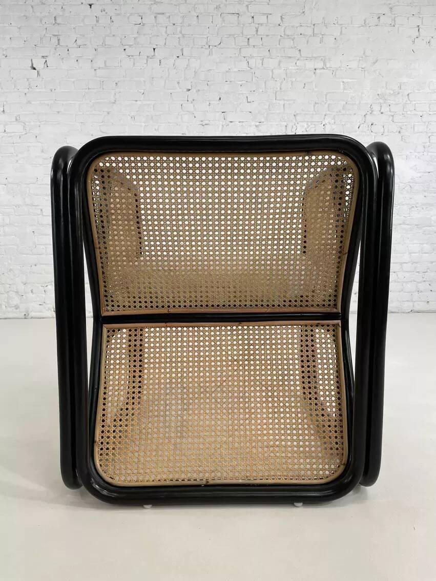 Black Rattan And Cane Cubic Armchair-photo-3