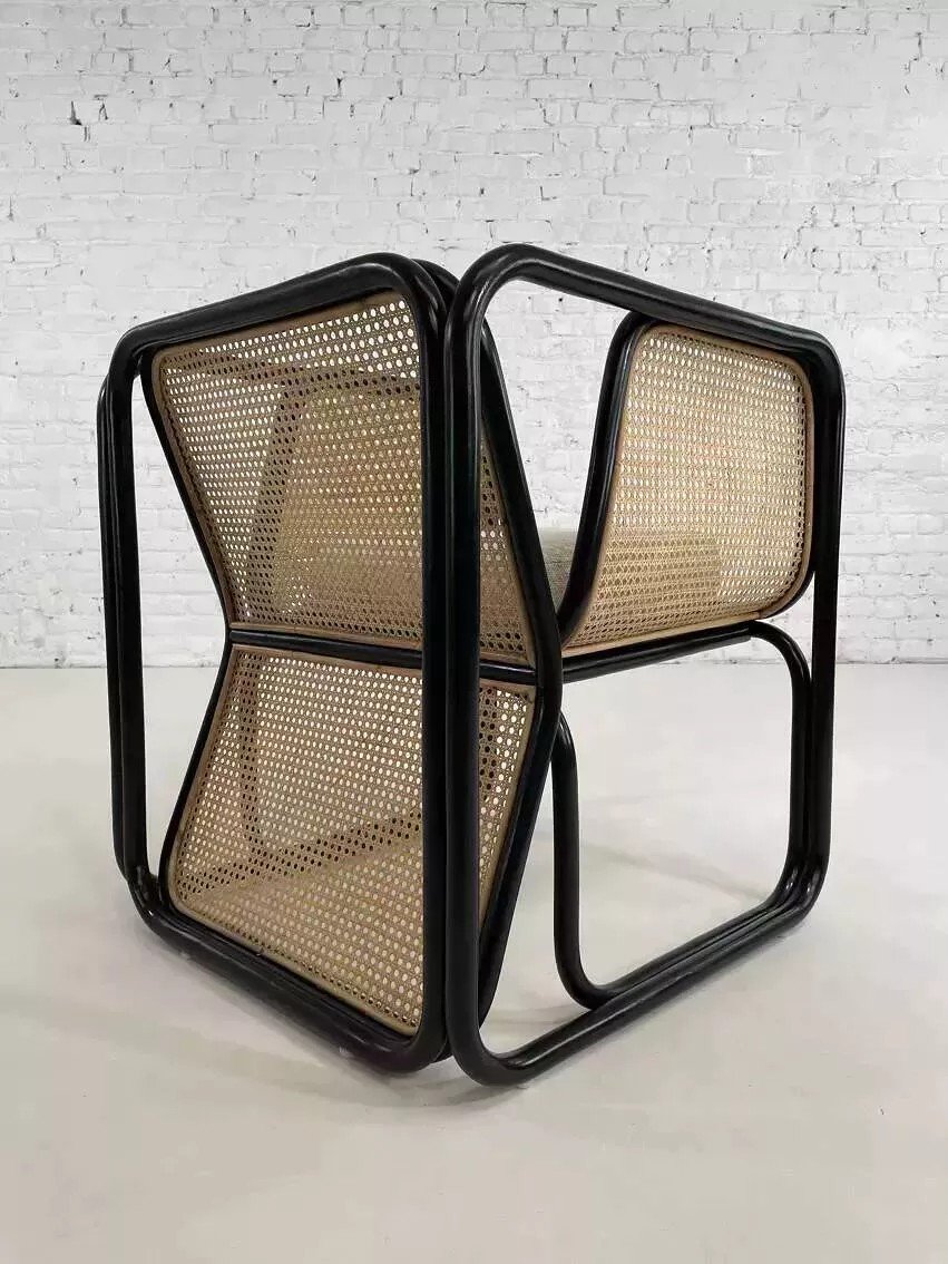 Black Rattan And Cane Cubic Armchair-photo-4