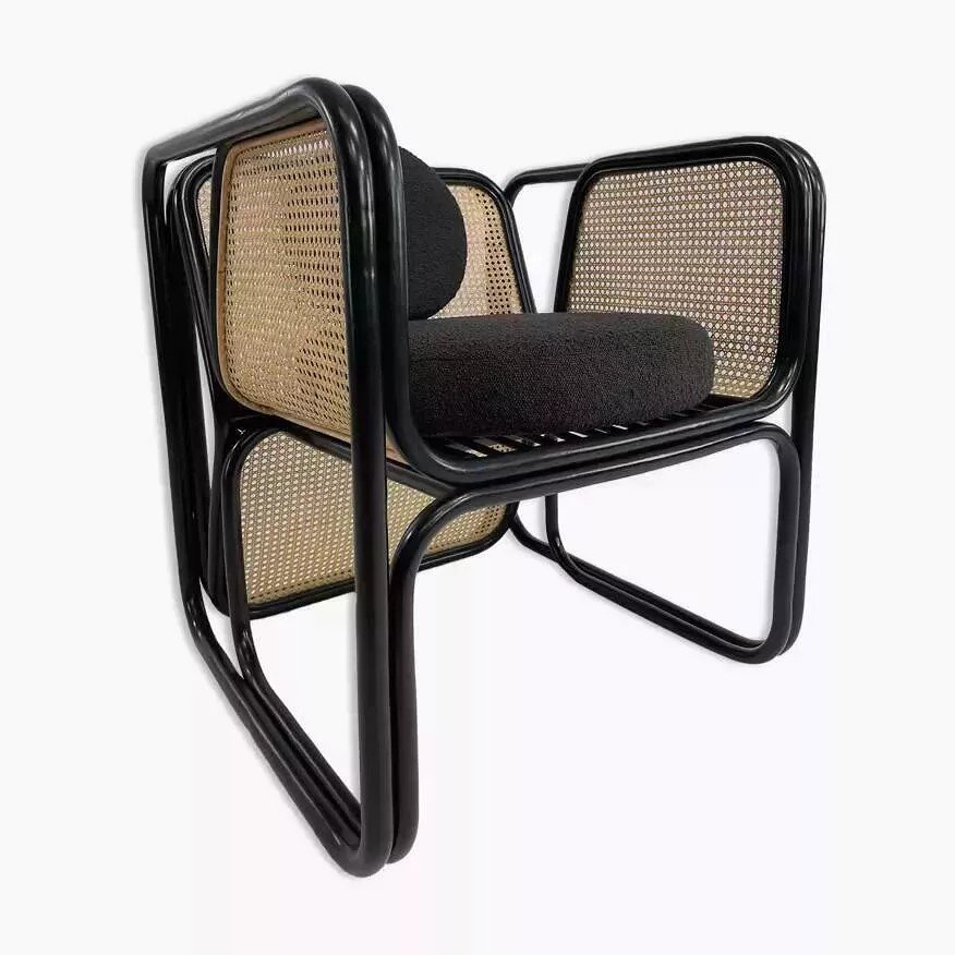 Black Rattan And Cane Cubic Armchair-photo-1