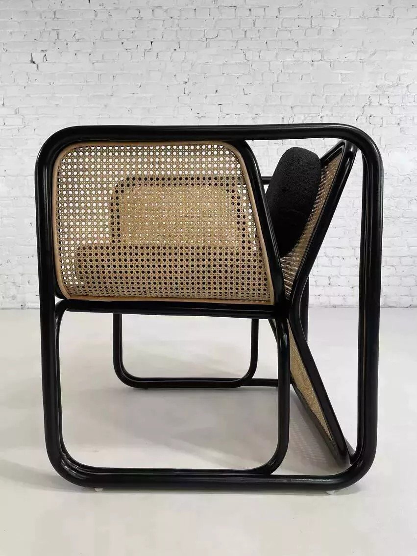 Black Rattan And Cane Cubic Armchair-photo-8