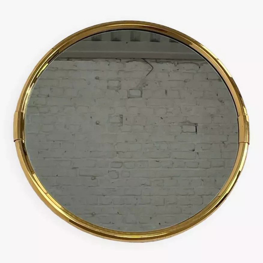 Miroir Rond Vintage En Laiton-photo-6