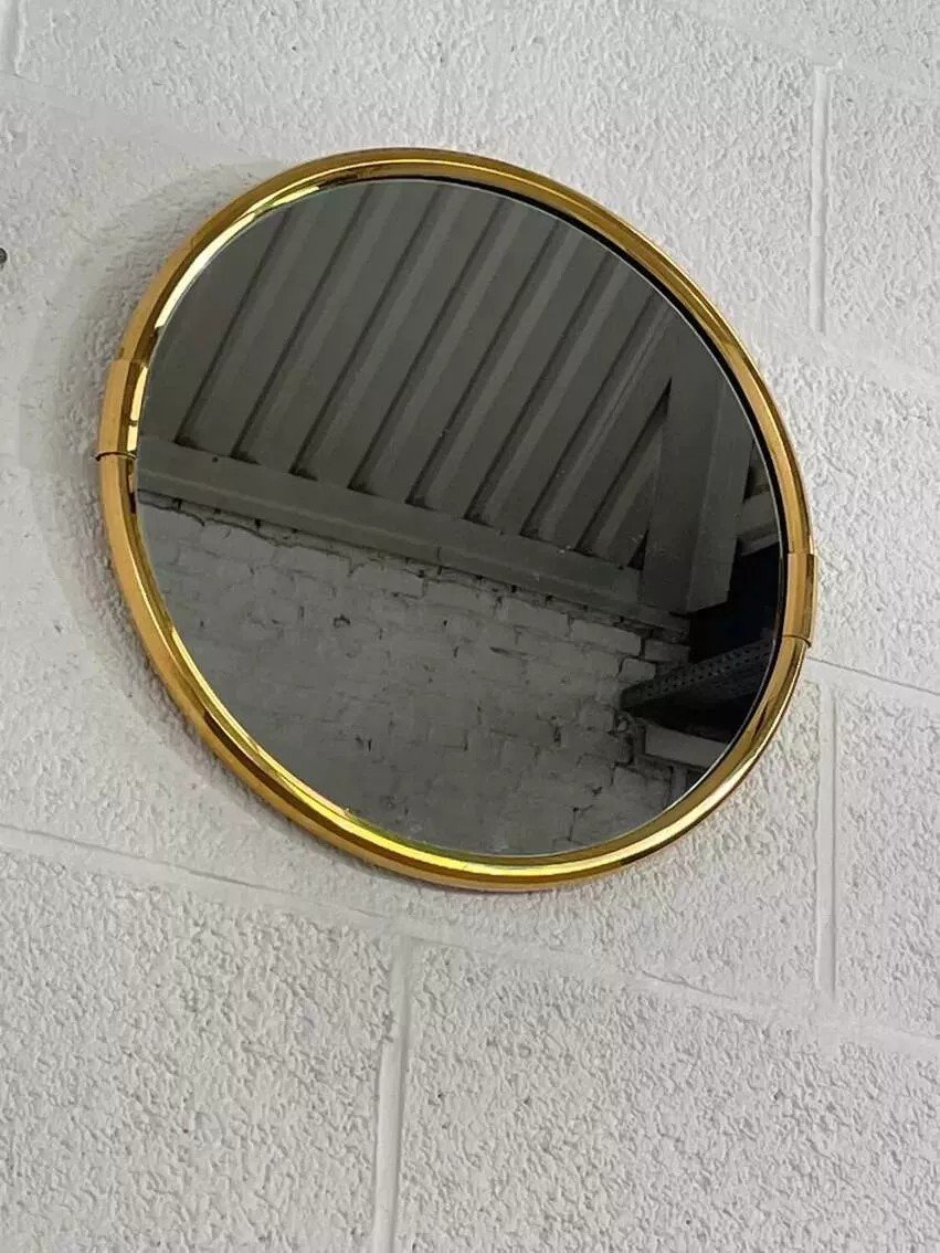 Miroir Rond Vintage En Laiton-photo-8