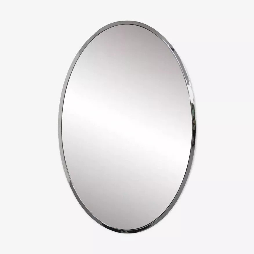 Oval Mirror From The 50s - 60s With Chrome Surround-photo-1