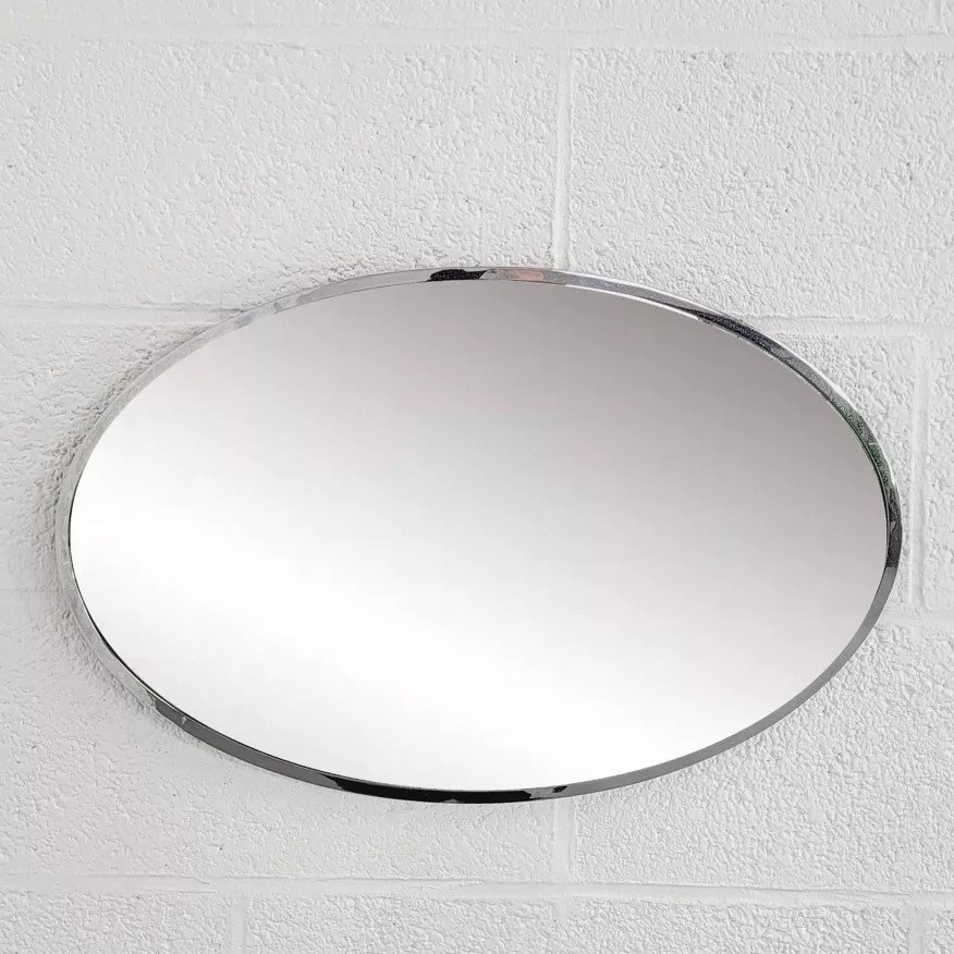 Oval Mirror From The 50s - 60s With Chrome Surround-photo-2