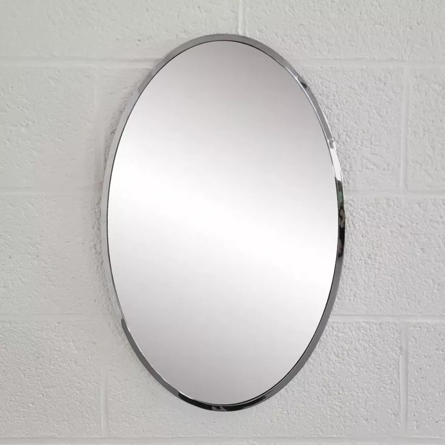 Oval Mirror From The 50s - 60s With Chrome Surround-photo-7