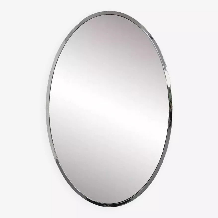 Oval Mirror From The 50s - 60s With Chrome Surround-photo-8