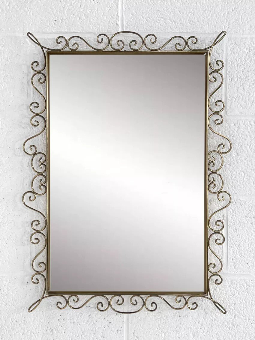 Rectangular Mirror From The Years Brass Contour-photo-2