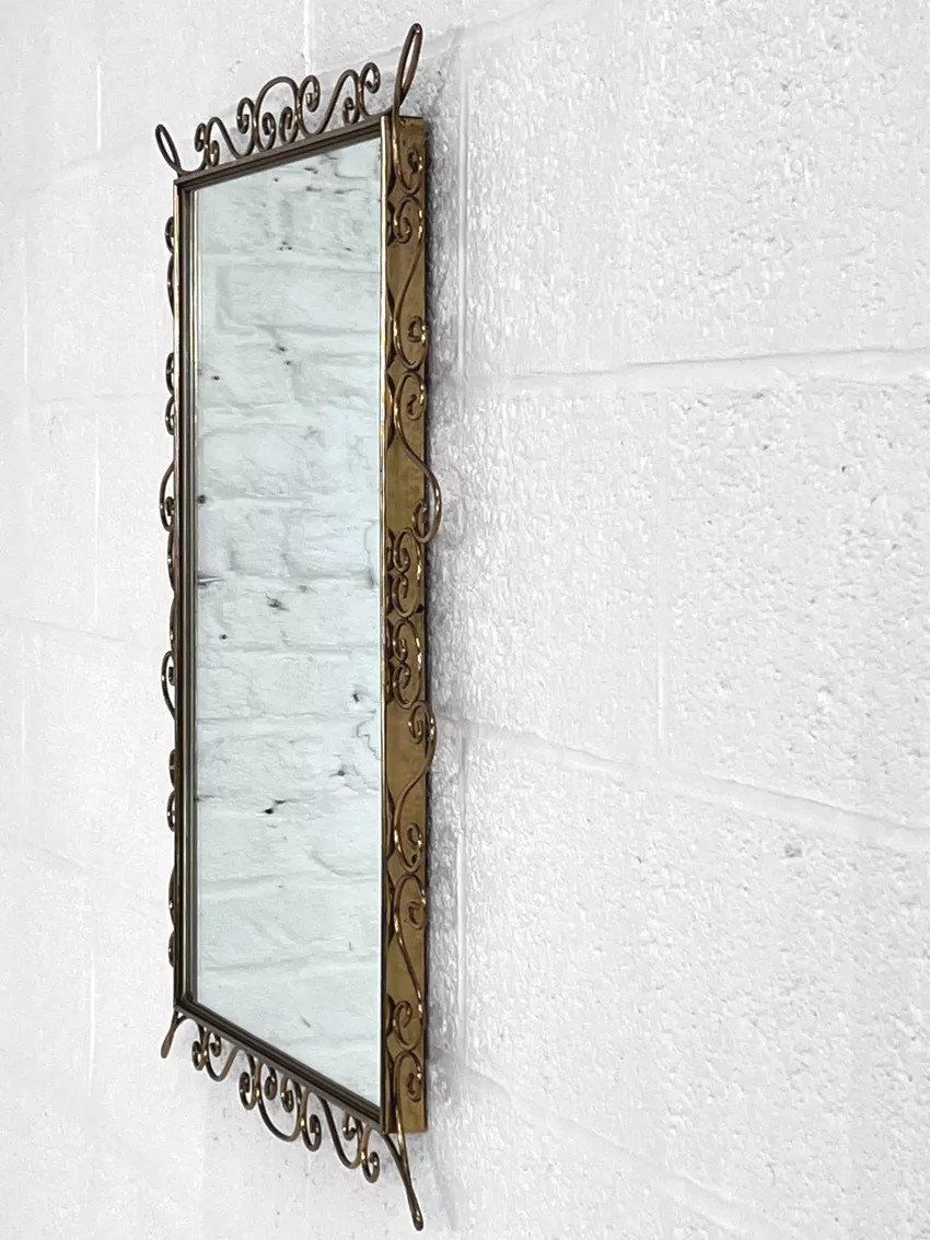 Rectangular Mirror From The Years Brass Contour-photo-3