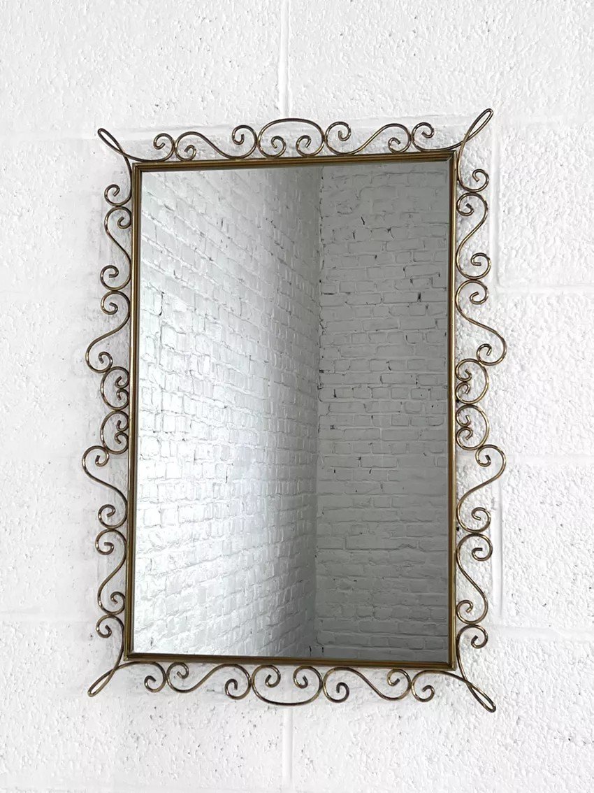 Rectangular Mirror From The Years Brass Contour-photo-4