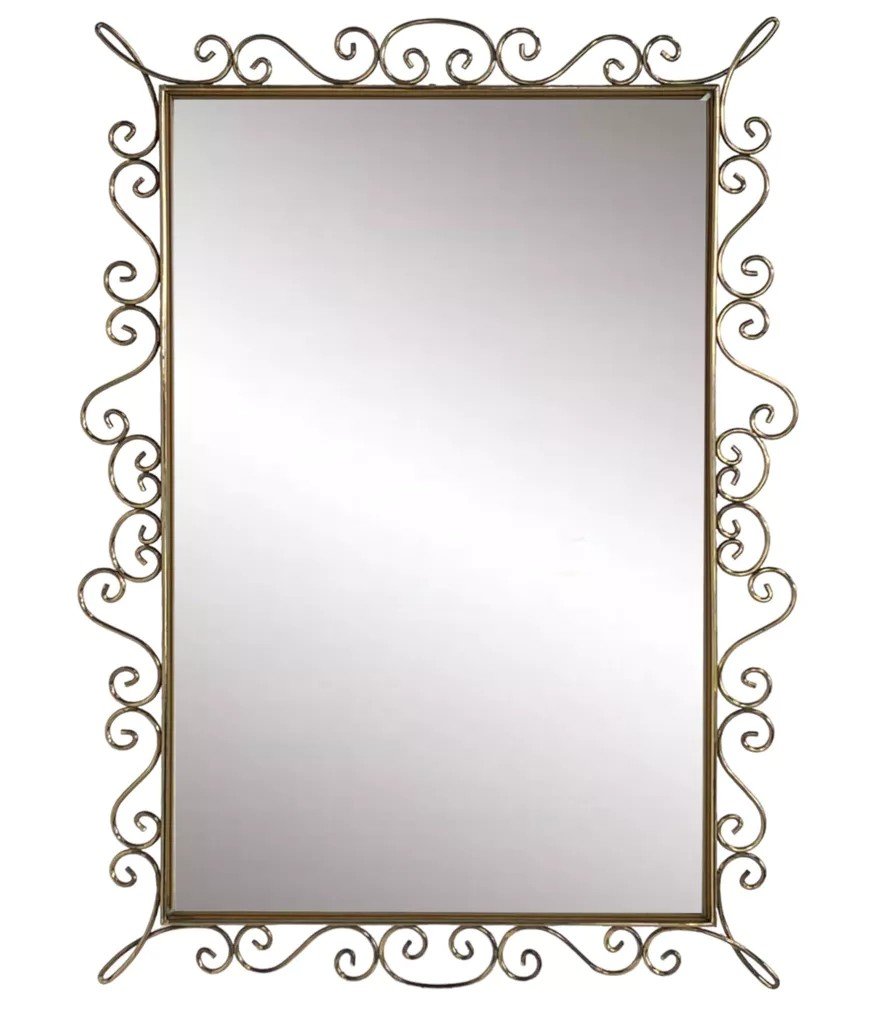 Rectangular Mirror From The Years Brass Contour-photo-8