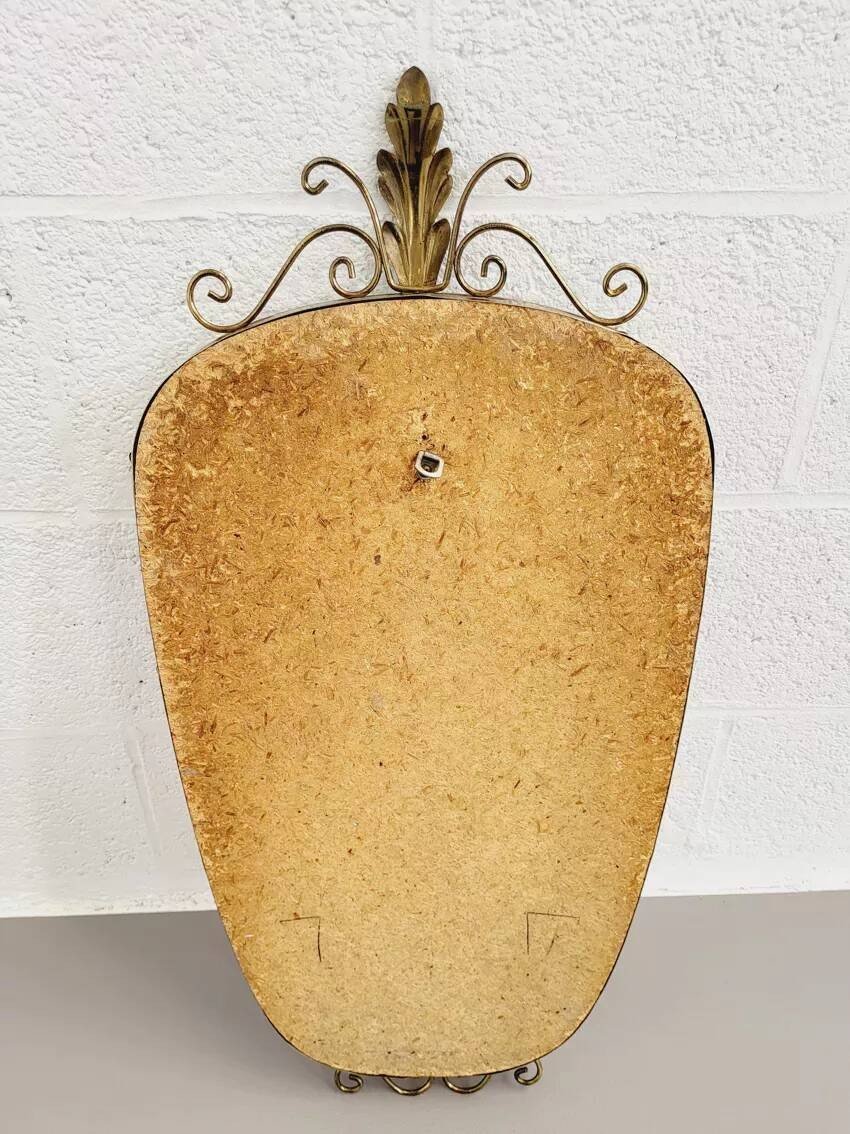 50s - 60s Freeform Rear View Mirror On Brass Frame-photo-4