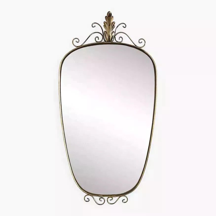 50s - 60s Freeform Rear View Mirror On Brass Frame-photo-5