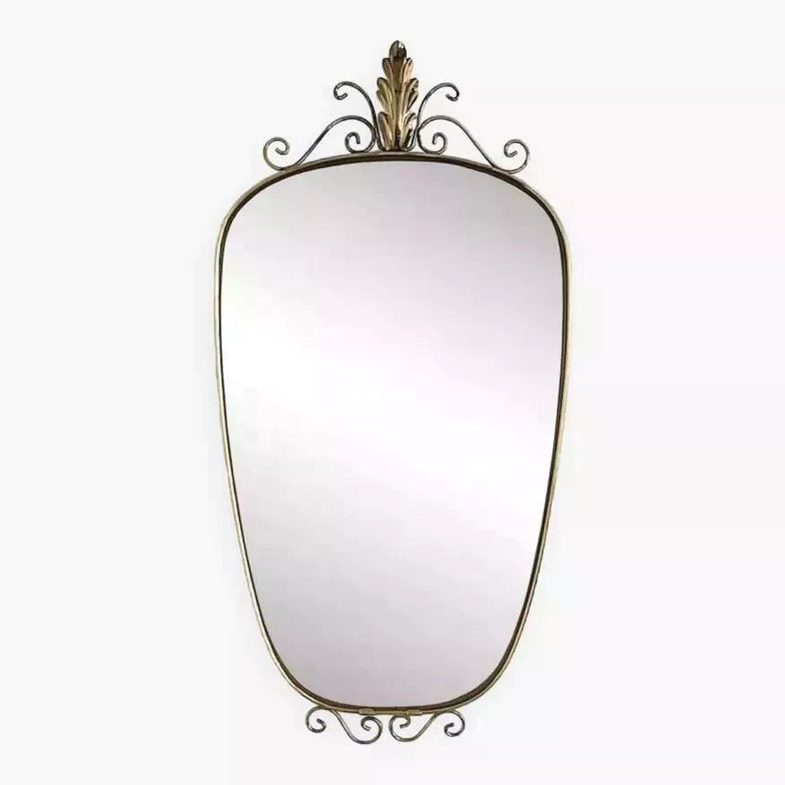 50s - 60s Freeform Rear View Mirror On Brass Frame-photo-6