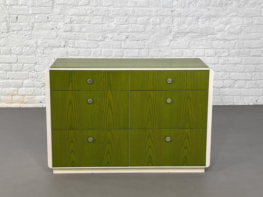 Commode Vintage à 6 Tiroirs En Bois Beige Et Vernis Vert, Norvège, 1960s-photo-2