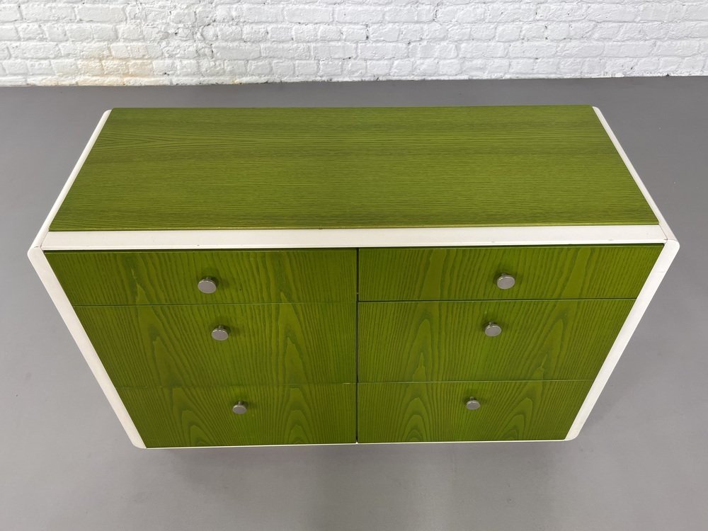 Commode Vintage à 6 Tiroirs En Bois Beige Et Vernis Vert, Norvège, 1960s-photo-1