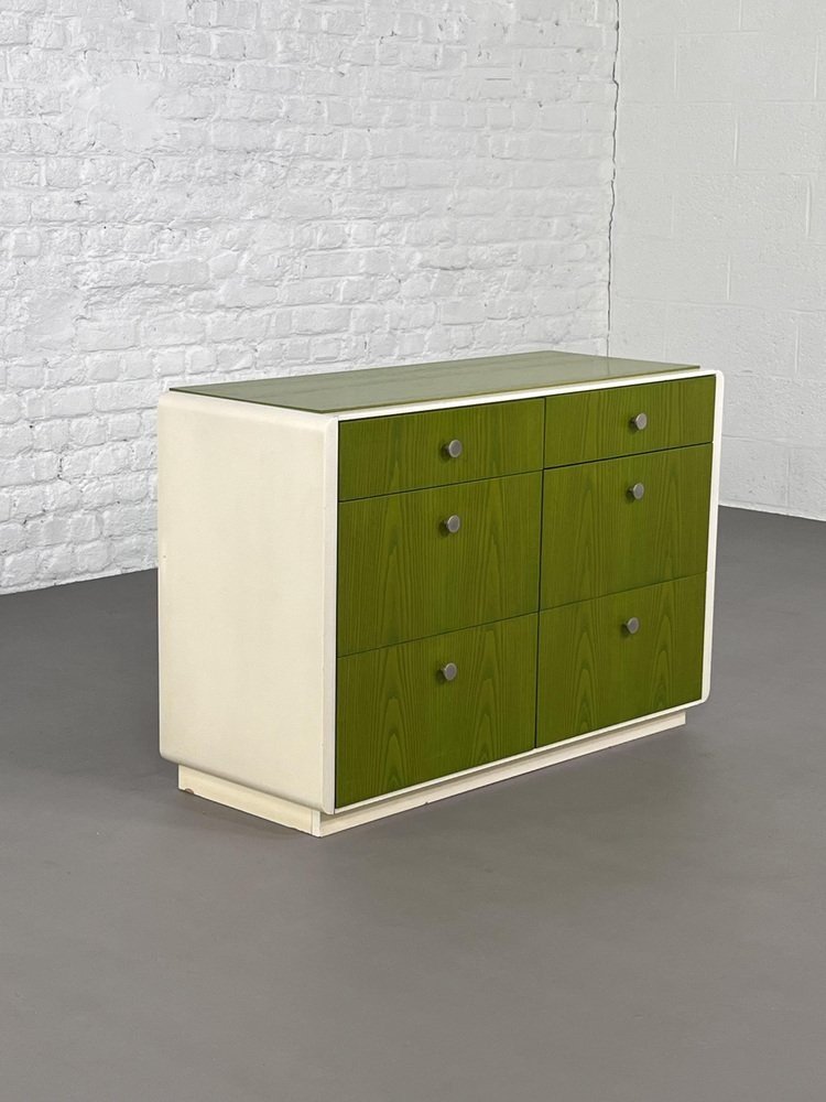 Commode Vintage à 6 Tiroirs En Bois Beige Et Vernis Vert, Norvège, 1960s-photo-2