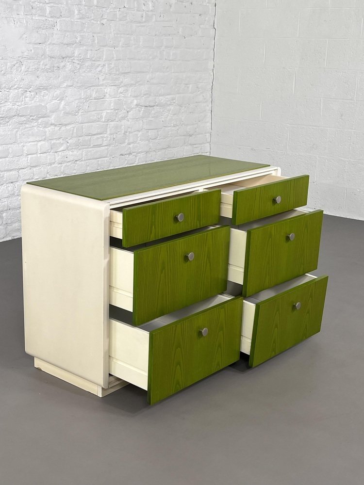 Commode Vintage à 6 Tiroirs En Bois Beige Et Vernis Vert, Norvège, 1960s-photo-6