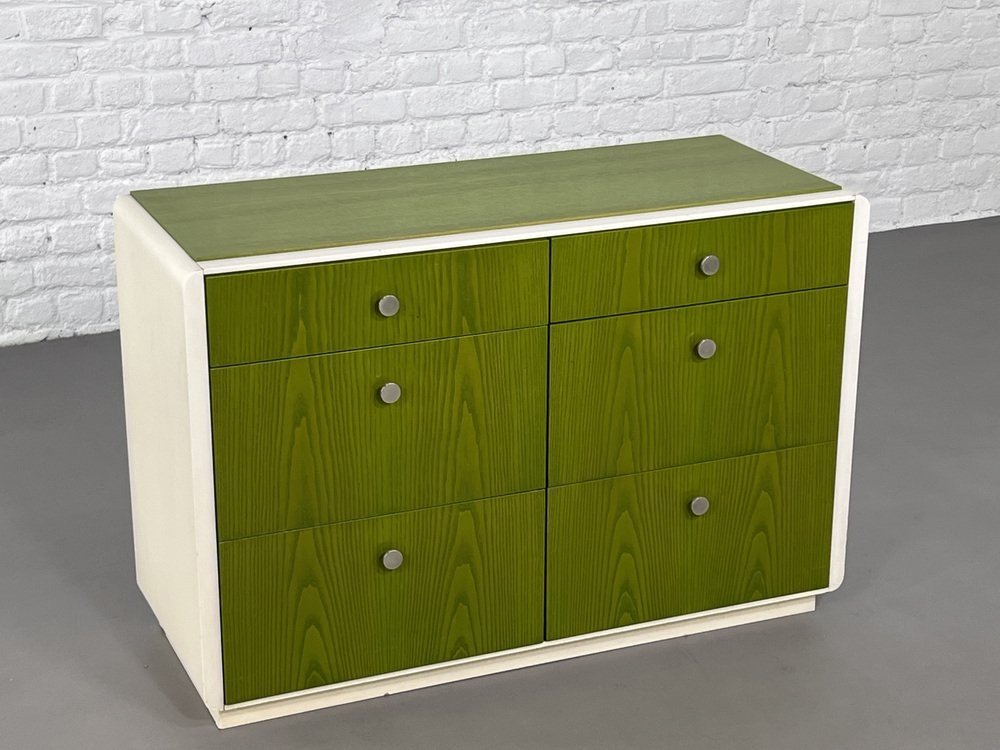 Commode Vintage à 6 Tiroirs En Bois Beige Et Vernis Vert, Norvège, 1960s-photo-8